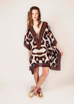 LEOPARD  - 100% Silk - Luxury Kaftan - Bronze