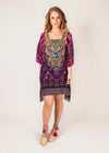 MAHARAJA - 100% Silk - Luxury Kaftan - Regal Purple & Shocking Pink