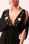 APHRODITE Embroidered Floral Maxi Dress - Black