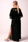 APHRODITE Embroidered Floral Maxi Dress - Black