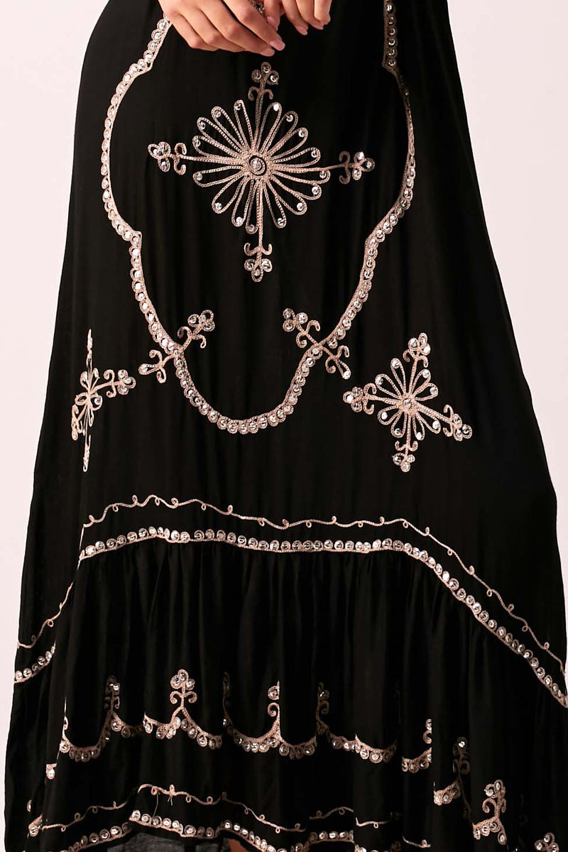 FLORA - Sequin Maxi Dress - Midnight Black