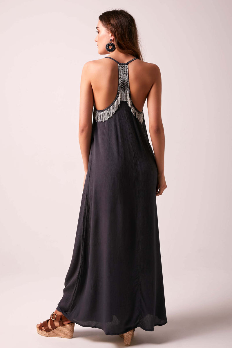 INDIA - Beaded Maxi Dress - Charcoal