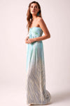 SUNDOWN - Strapless Maxi Dress - Tie Dye Aqua