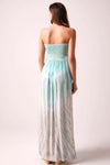 SUNDOWN - Strapless Maxi Dress - Tie Dye Aqua
