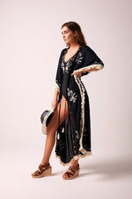 TULUM  - Fringed Maxi Jacket - black