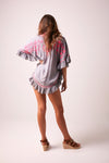 Daisy - Poncho style boho tops - Silver Grey & Fuchsia