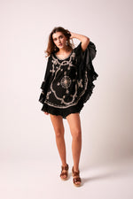 Flora - Poncho style boho top - Black