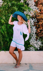 Deep Tassel Scoop Back- Dress - White