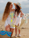 Aztec - White Embroidered  Bardot Playsuit - Pastel