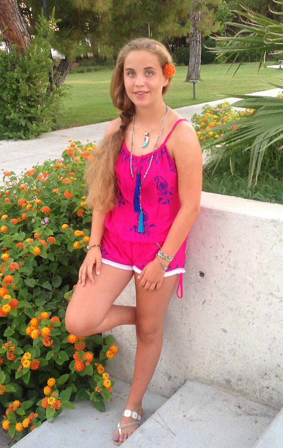 Fuchsia Romper Playsuit with Blue Embroidery