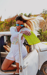 Long Sleeve Lace-up - Playsuit - White