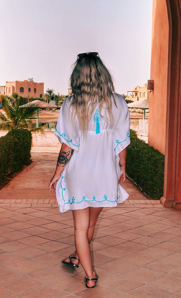Tie Waist - Kaftan - White
