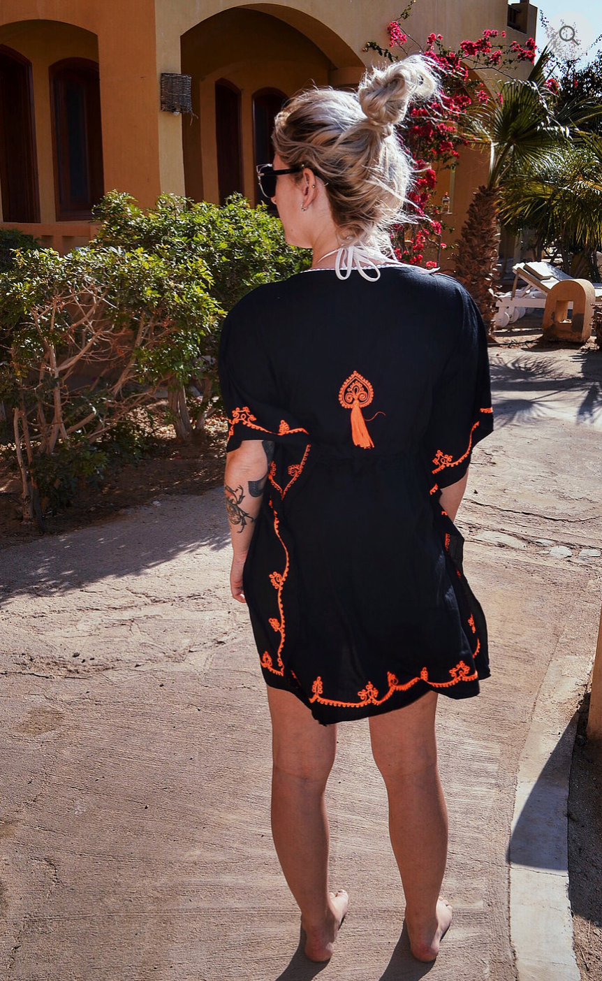 Tie Waste - Kaftan - Black/Orange £55