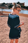Clubs & Spades - Embroidered Kaftan - Black/Blue